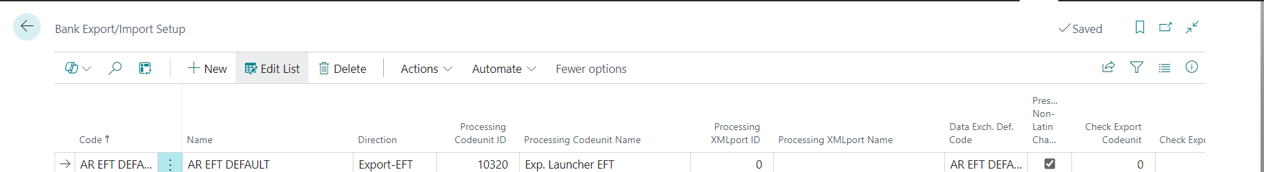Bank Export/Import Setup
