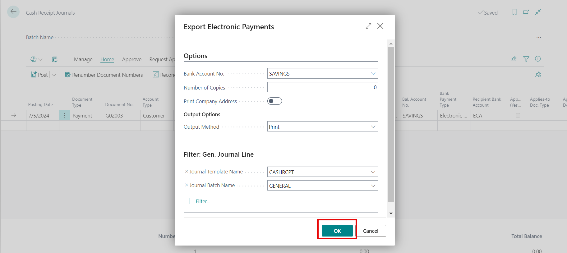 Export Payment Remittance Advice