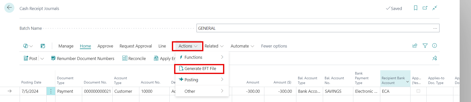 Generate EFT File