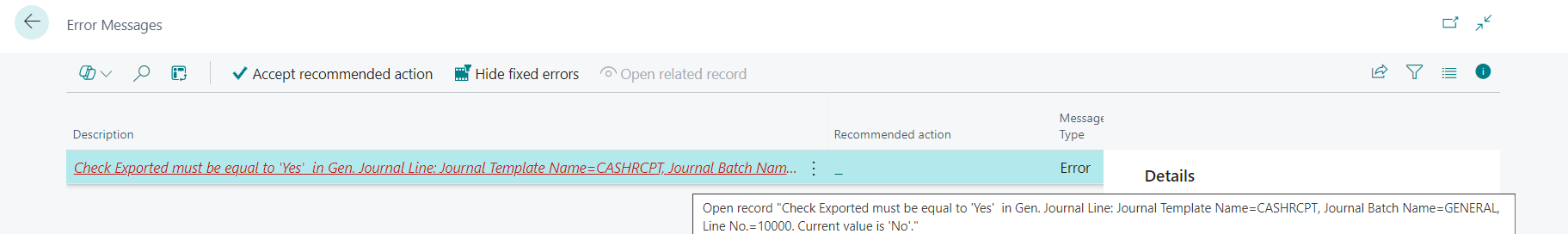 Cash Receipts posting error