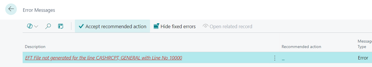 Error on posting Cash Receipt without Generating EFT File