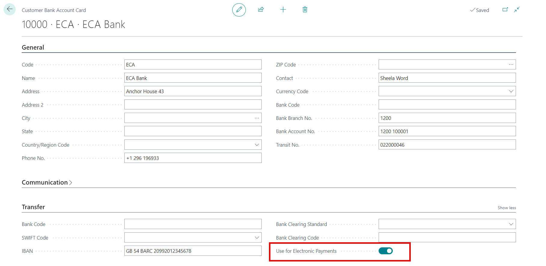 Customer Bank Accounts