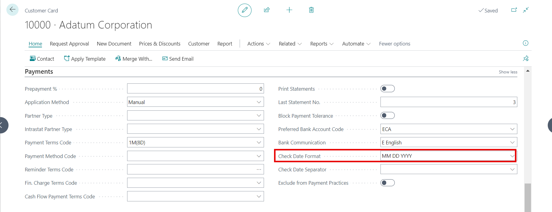 Customer Card - Check Date Format