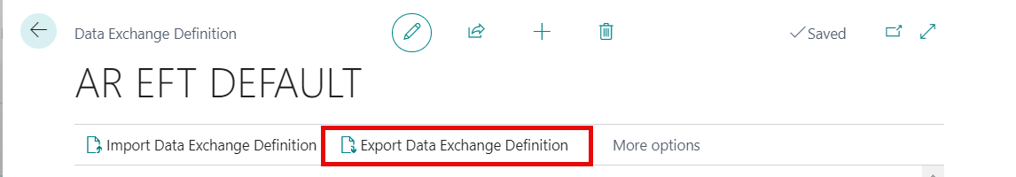 Export Data Exchange Definition tab