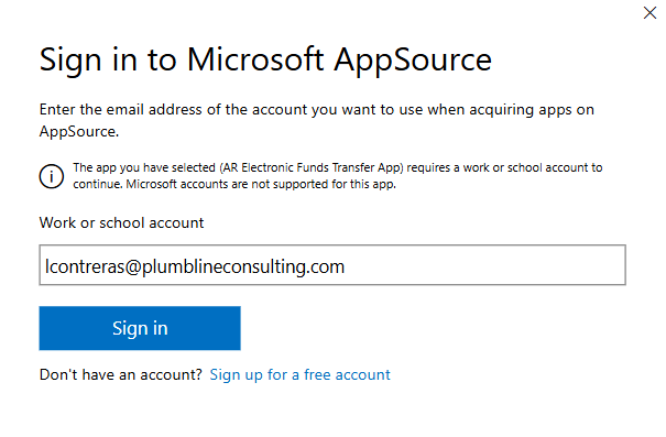 Sign in to AppSource