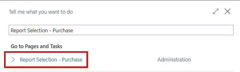 Search for Report Selection - Purchase
